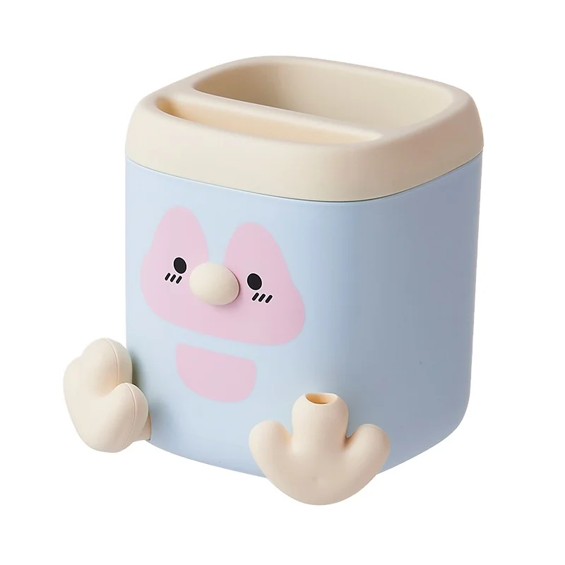 Creative Cartoon Penguin Desktop Storage Box Multifunctional Square Pen Holder Pencil Sharpener Office Learning Stationery