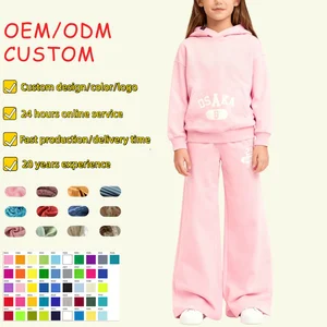 Wholesale Cotton Baby Tracksuit Outfit Hooded Long Sleeve T-shirt Tops Pants Custom Toddler Kids Clothing Set for Boys Girls