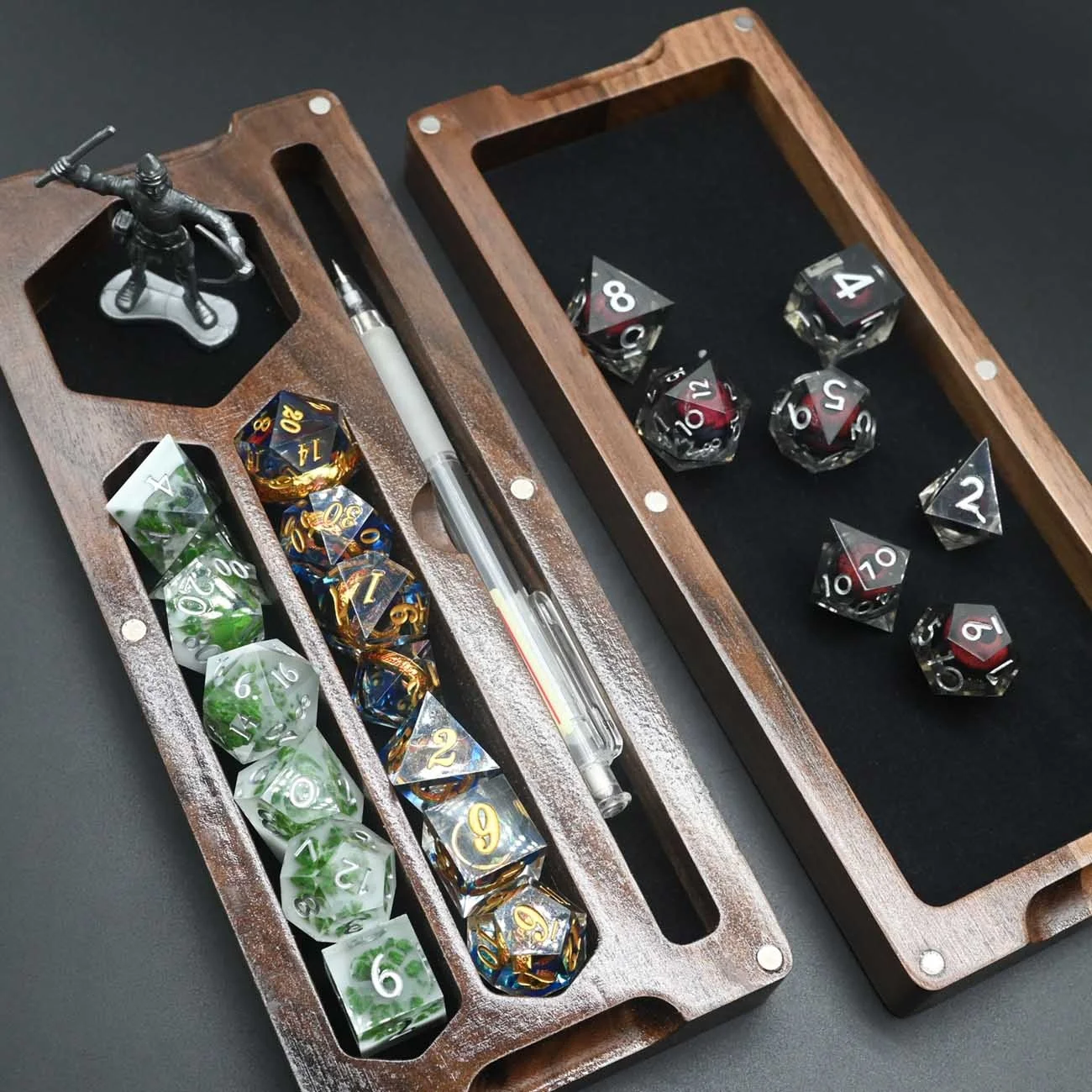 3 Available Wood Rectangle Tabletop RPG Miniature Wooden DND Dice Box for Dungeons and Dragons