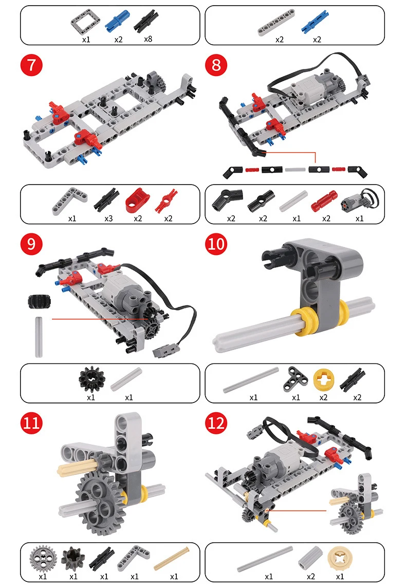 Moc High-tech Parts Bulk Gear Cross Axle Pin Conector Car Beam ...