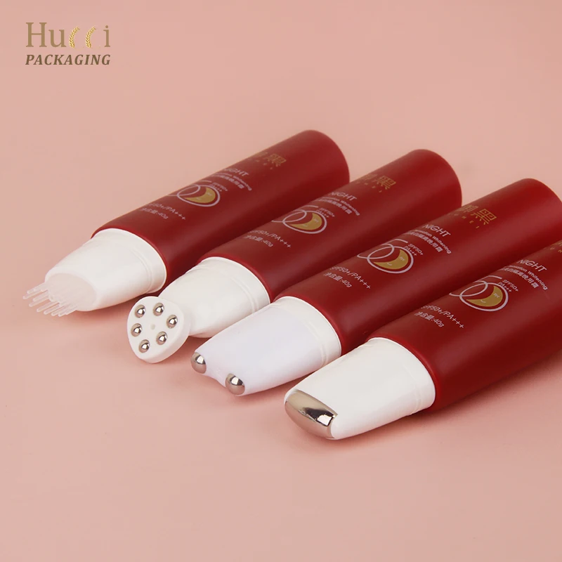 Massage Cream Tube 30ml 50ml Empty Squeeze Stainless Roller Cosmetic Packaging Tube for Lotion Serum Oil Oval Plastic Tube
