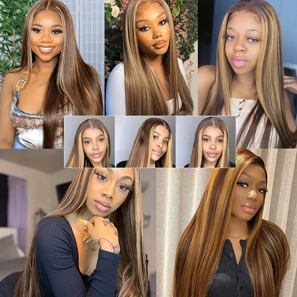 Extensions de cheveux à clipser P4/27 Color Highlight Cheveux humains raides_voghion.com