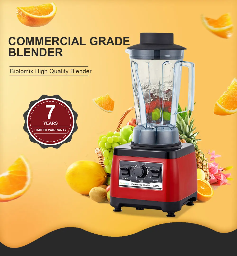 BioloMix Heavy Duty Professional Blender, Peak 2200W Commercial Grade Bar Blender with 70oz Container for Shakes, Smoothies, Ice Crushing, Frozen