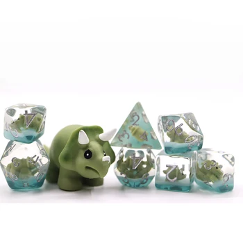 Custom round dice set rpg dnd polyhedral rpg resin Baby Triceratops dice