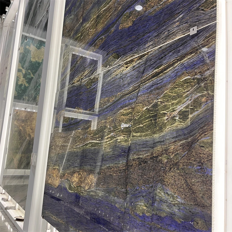 product top quality luxury victoria blue quartzite slab for background wall blue marble countertop-3