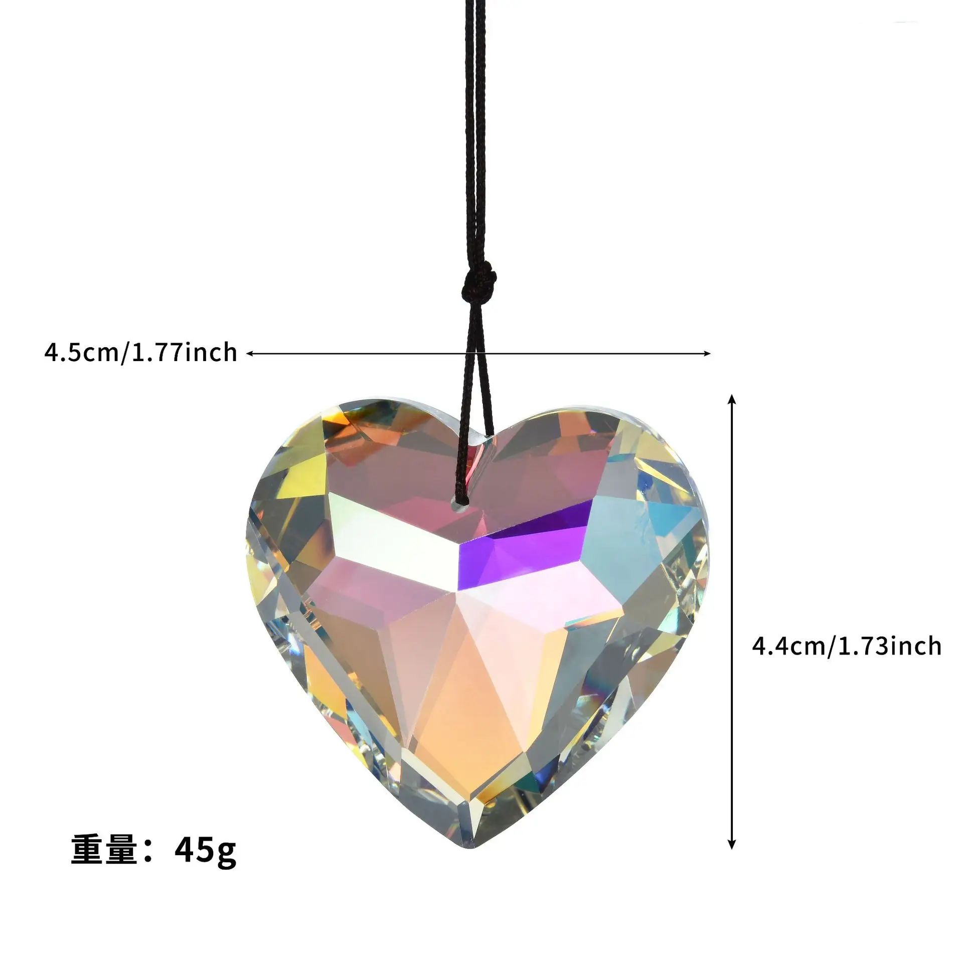 product 30mm 45mm crystal heart suncatcher prism pendant window decoration christmas tree ornament  gift-8
