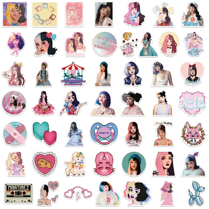 50pcs Melanie Martinez Stickers / Celebrity Star Singer Song Lyrics  Inspired Decals cry Baby, Dollhouse, Pity Party 