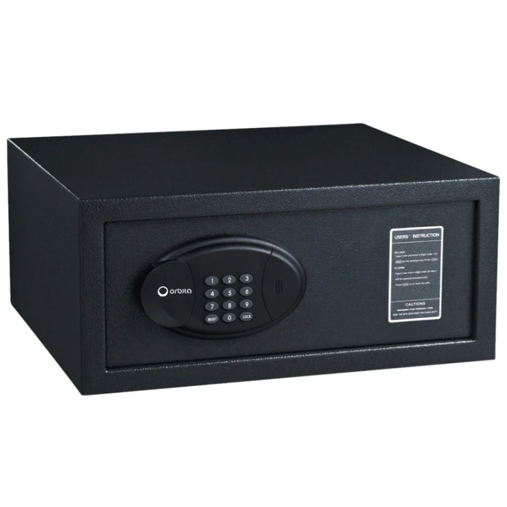 Caja fuerte pequeña para hoteles de color negro con pantalla LED