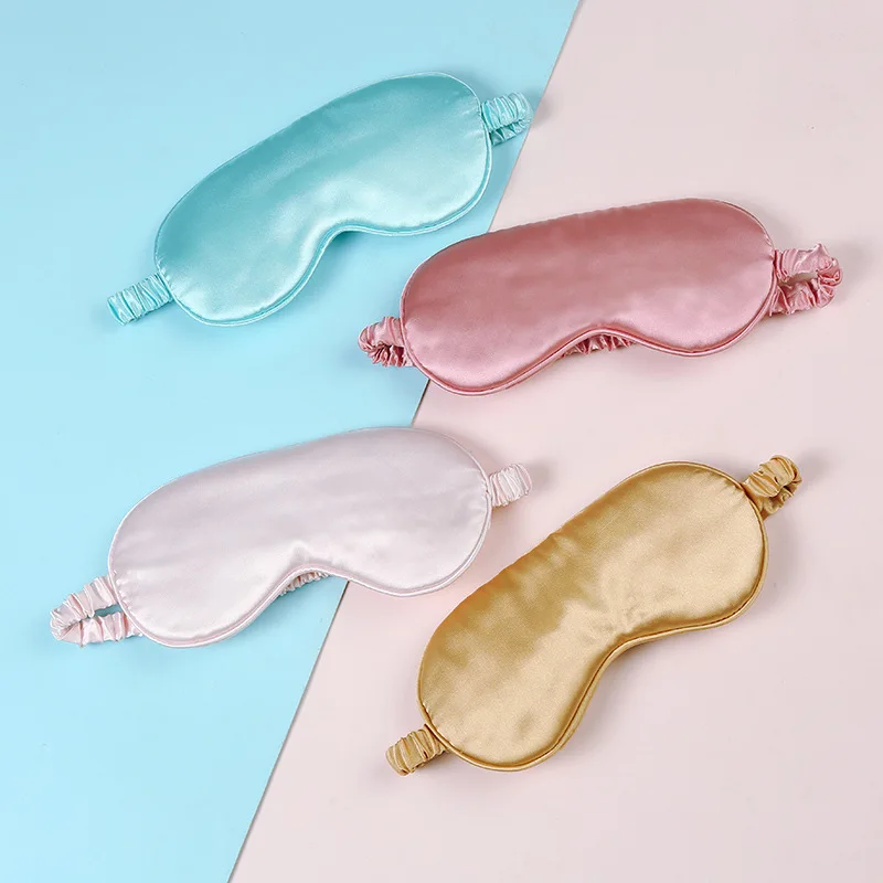 New Design Pure Color Elastic Satin Silk Eye Mask Dropshipping Custom Logo Sleeping Mask