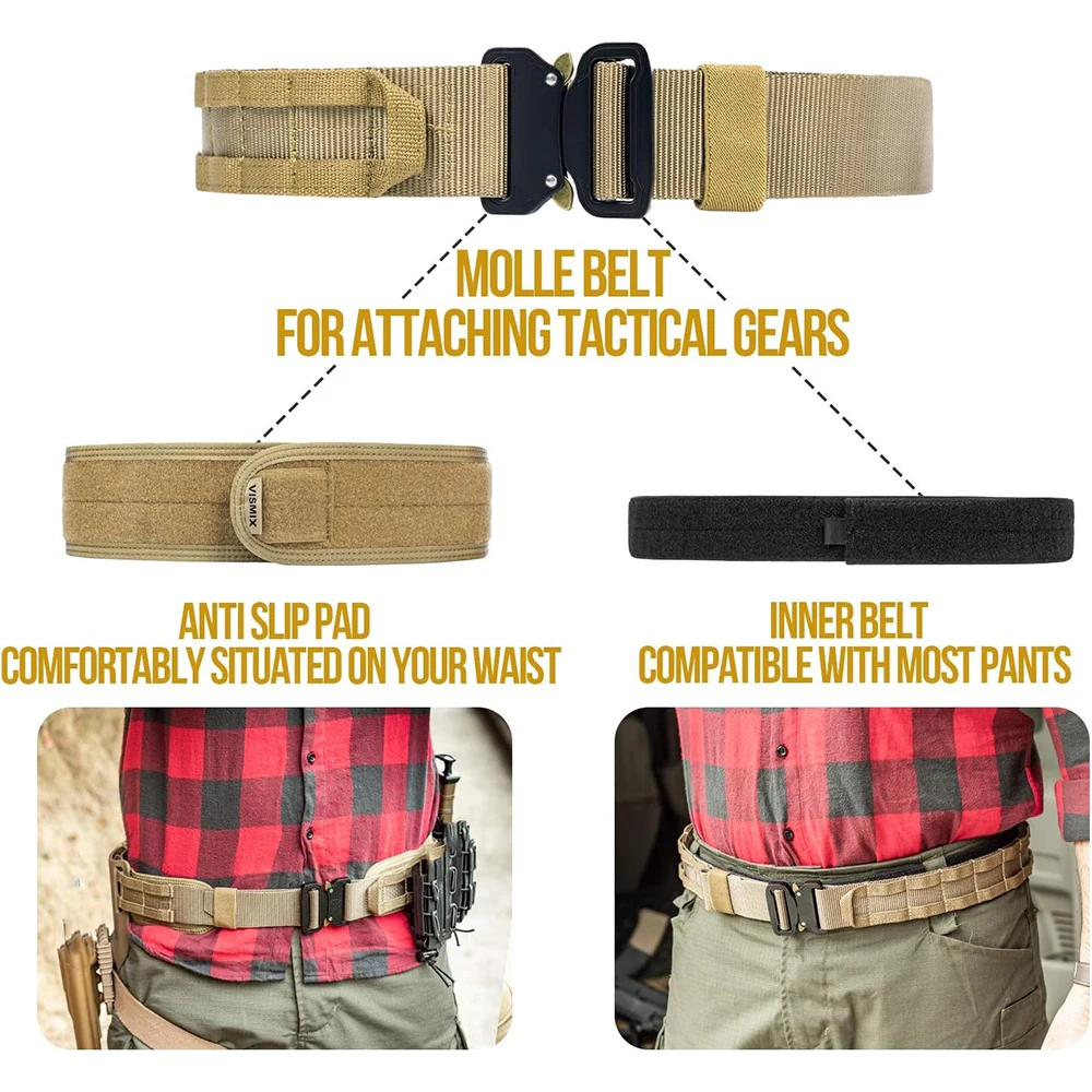Adjustable Training Quick Release Belts with Inner Belt and Anti-Slip Pad Heavy Duty Sports Tactical Belt
