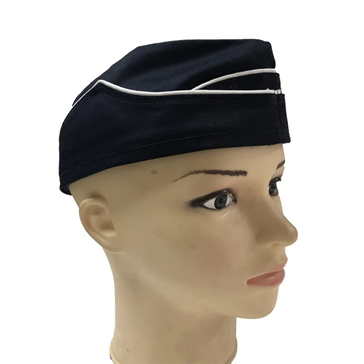 Men Wool Navy Blue Garrison Hat Cap 