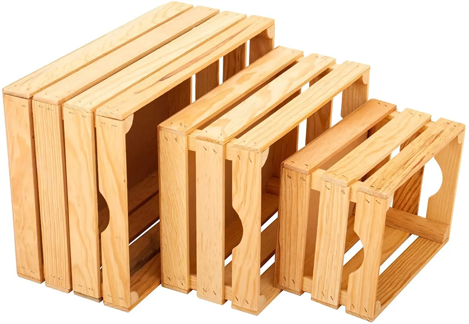 Wholesale Farmhouse Style Decor Rustic Unfinished Nesting Wood Crates