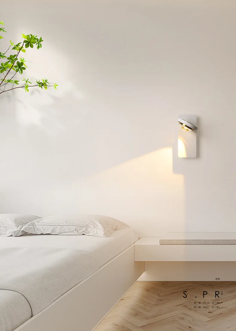 Lampada da parete Cream Wind Lampada da comodino per camera da letto scandinava Lampada da parete per corridoio Applique da parete a spettro completo Lampada da parete con protezione per gli occhi