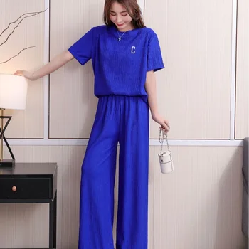 Women's Designer 2-Piece Nightsuit Short Sleeve Printed Home Clothes for Summer Fall Sleep Wear