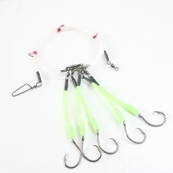 Cheery 5 Demon Circle 6/0 Hooks Midwater Soft Bait Fishing Rig Glow Sleeve Snapper Target Saltwater Fish Ocean Boat Use Fishing – Soft Lure – view 2