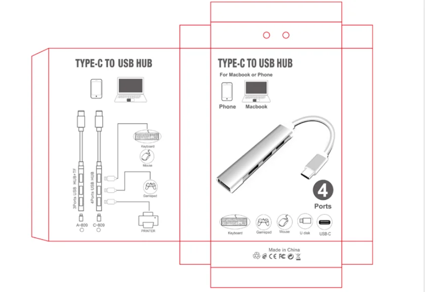 Chinese factory supplier supply Hot Selling In 2023 4-in-1 Usb Type C Hub Adapter Type C Hub 4 In 1 - Buy 4 In 1 Type-c Multi-function Expansion Dock Hub mini 4 Port Usb 3.0 High Speed Hub Splitter 5 Gbps For Pc Laptop usb C Hub 4 Ports Usb 3.0 Hub With A Usb C To Usb