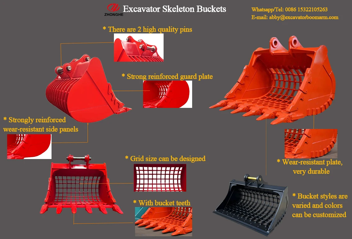 Q355B Material Excavator Skeleton Bucket Sieve Bucket Type for 1t-50t Excavator Suitable