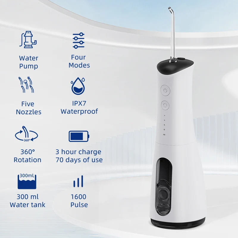 Mini Electric for Oral Irrigator Orthodontic Spray Water Flosser Cordless Dental Cleaner for Household Hotel Use USB Power