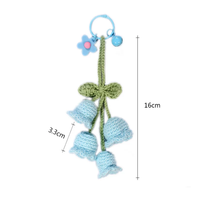 Portachiavi a forma di fiore di orchidea lavorato a maglia, con ciondolo a forma di fiore all'uncinetto, per auto, borsa, telefono, mini macramè, portachiavi e ciondoli