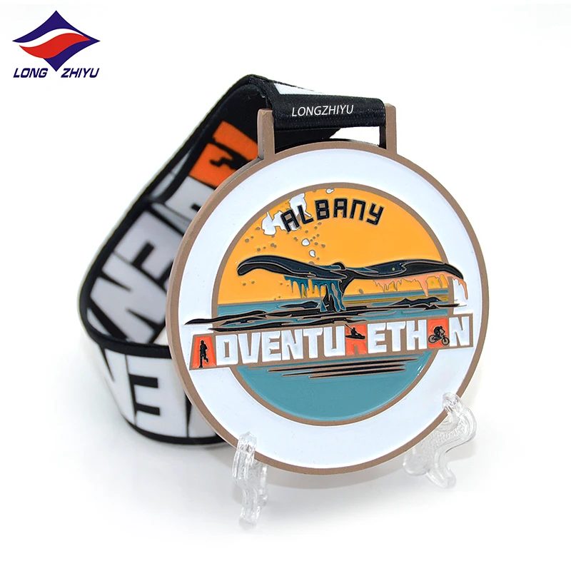 Longzhiyu 15 Years Maker Custom Uae Unique Copper Finisher Medals Wholesale Runners Metal Marathon Medal for Dubai