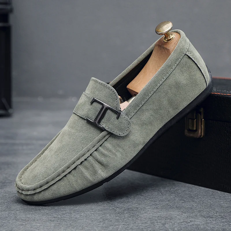 Mens Suede Slip on Dress Shoes Hard Wearing Formal