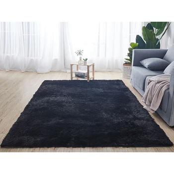 Fluffy Carpet Chinese Carpet Factory Chinese Rugs Shaggy Carpet Velvet Rug for Living Room Black Shaggy Rug