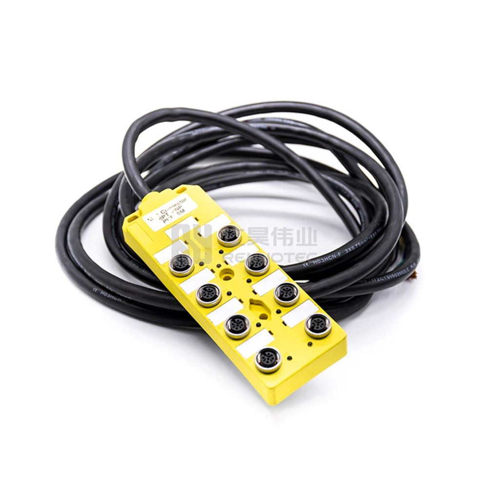 Murr M12 Distribution Block 5Pin a Coding Female 8 Port 8 Way Power Distribution Connector Cable