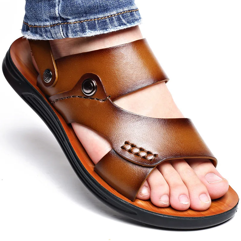 In Stock Sandals Men's Summer 2023 New Non-slip Soft Sole Leather ...