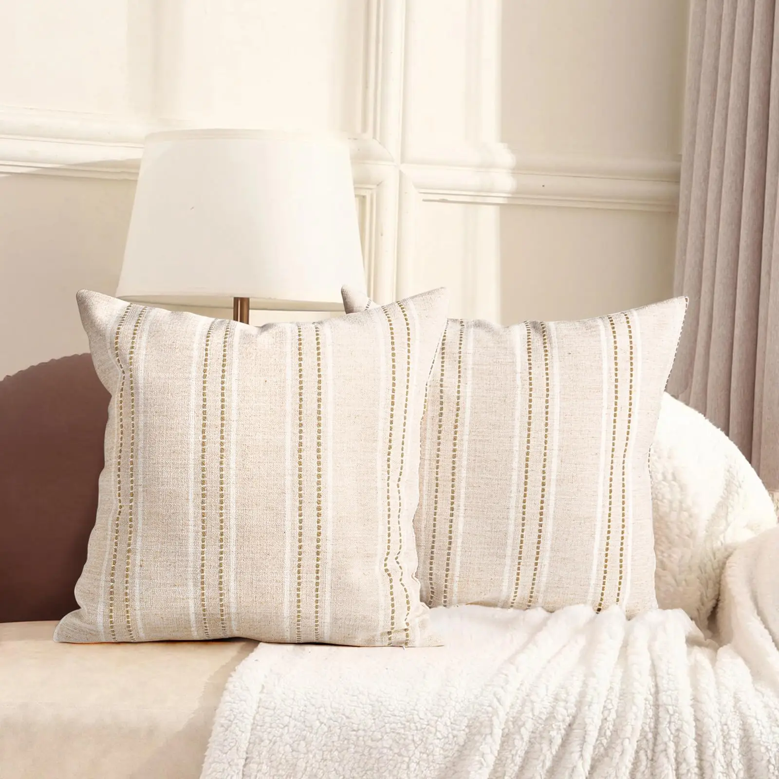 ticking stripe striped linen pillow cases