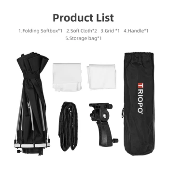 Triopo Ks55cm 65cm 90cm Speedlite Portable Octagon Umbrella Softbox with Honeycomb Grid for Traveling Photography Flash Light detail image