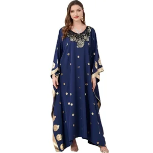 Wholesale Moose Robe Women's Middle East Bat Sleeve Bronzing Embroidered Loose Plus Size Dress