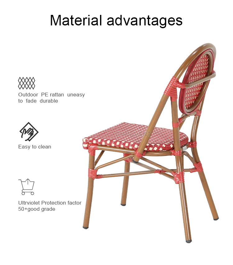 Rattan Outdoor Restaurant Garden Parisian Bistro Dining Stackable