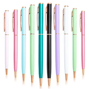 Wholesale Multi-Color Slim Twist Metal Ballpoint Pen With Business Advertising Printable Custom Logo for Hotel Bank Office