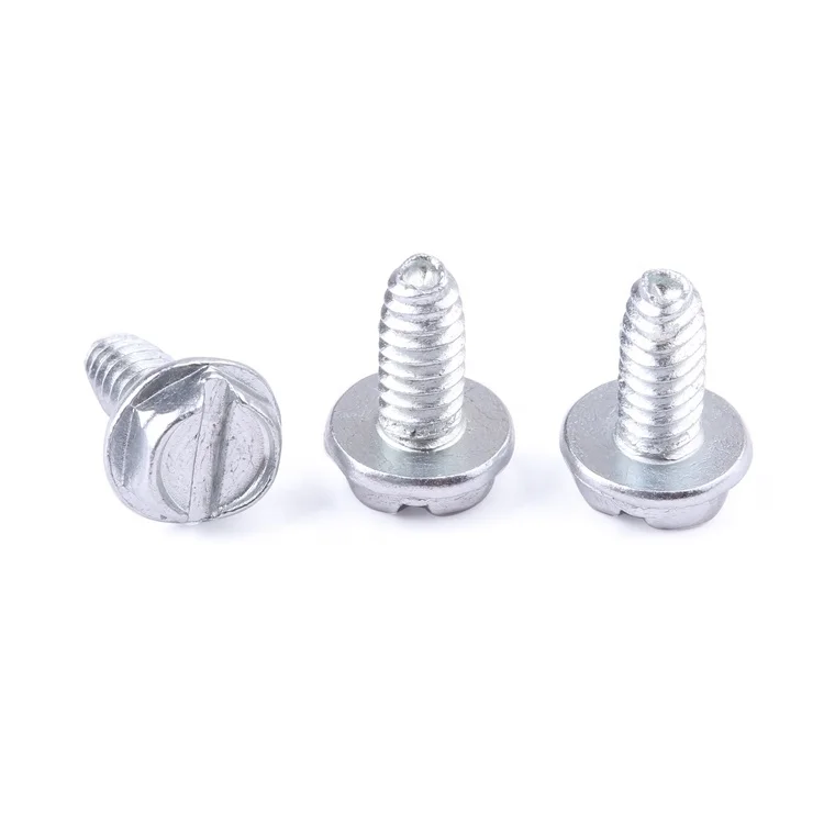 Factory price fastener galvanized slotted outer hexagonal flange self-tapping screws