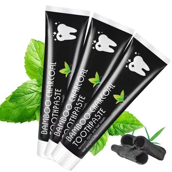 Organic natural bamboo activated charcoal mint flavor private label toothpaste teeth whitening toothpaste