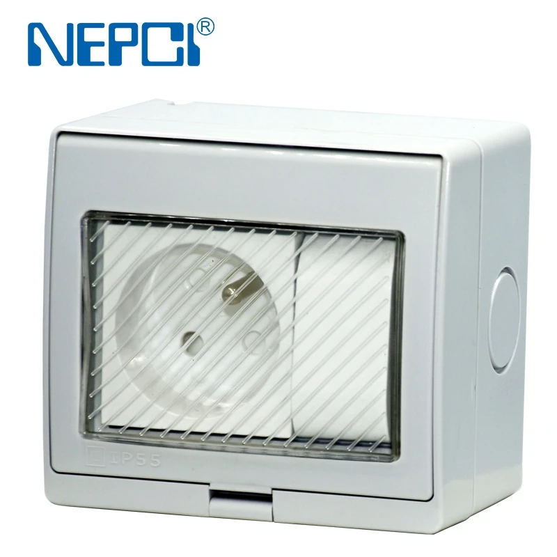 NEPCI IP55 Waterproof Power Socket & Switch Box - 3 Gang