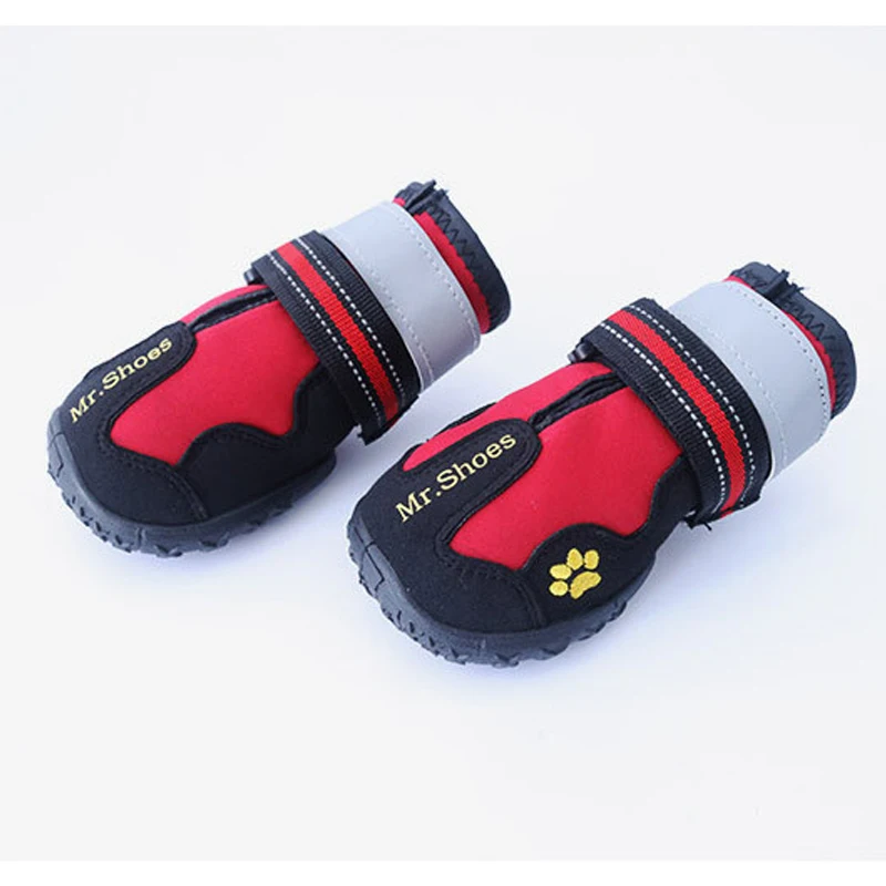 Classic Red Reflective Mesh Elastic Tape Winter Sport Style Cotton Dog Shoes for Running and Hiking for Greyhound Buddy