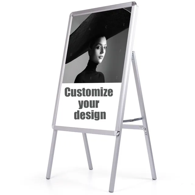 Customized Folding Windproof Waterproof a Frame Boards Durable Metal Sign Holder Reusable Restaurant Display Poster Stand