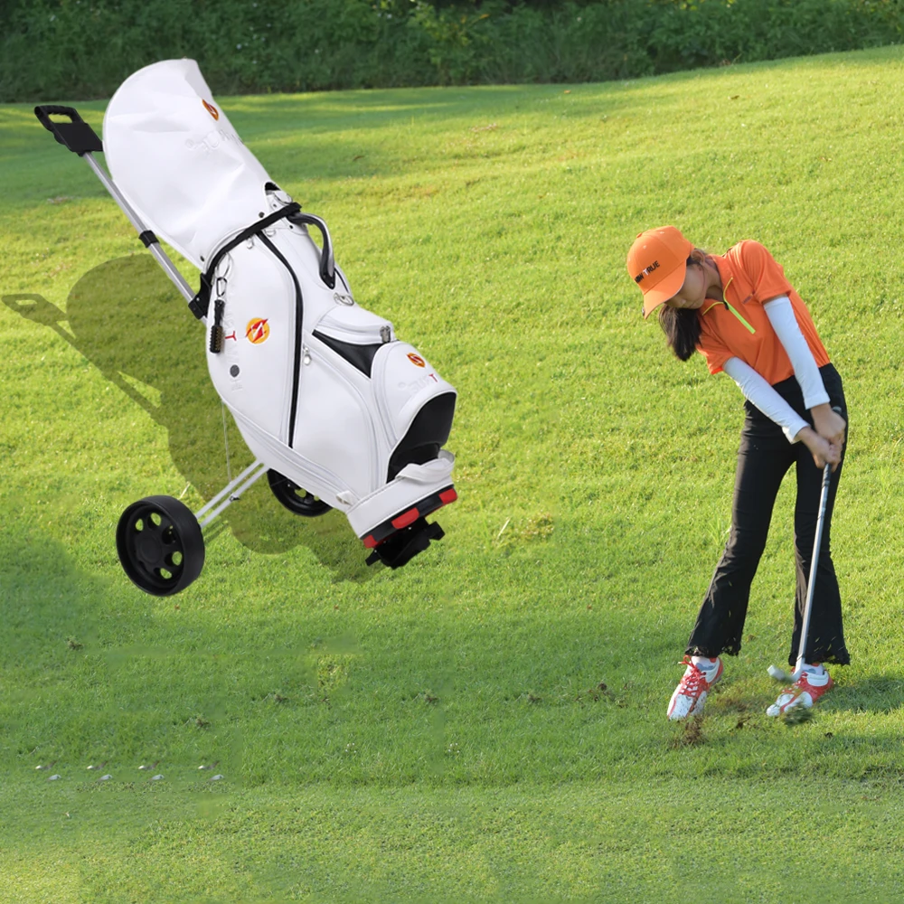 热2轮可折叠高尔夫推车可折叠高尔夫手推车推拉式高尔夫球车