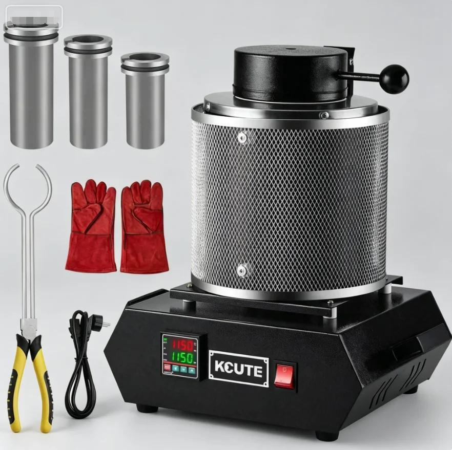 TEBAK Fully Automatic Digital Gold Melting Furnace - Gold, Silver and Copper Metal Melting Crucible Furnace