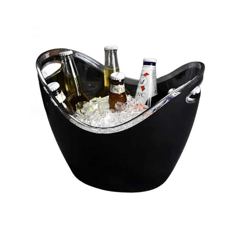 OEM Boat Bowl Shape Transparent Plastic Acrylic Champagne Wine Beer Ice Bucket for Bar Drinks Cooler with Handles with Custom Logo