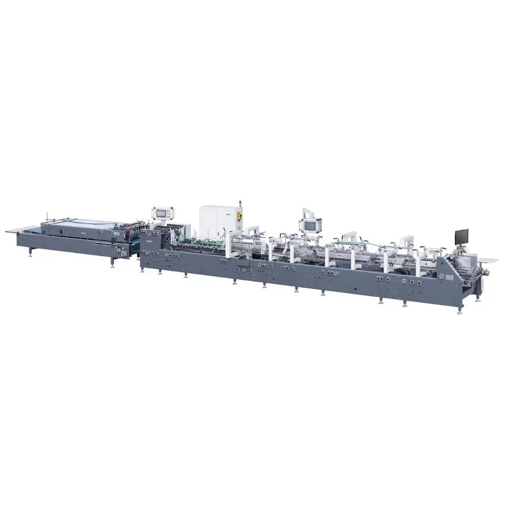 PRYB-900F Automatic Cold Glue Straight Line Bottom Lock Side Glue Box Mini Paper Tray Forming Folder Gluer Machine