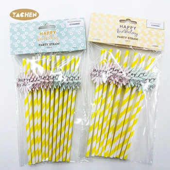 Yachen New Design Daisy Flower Paper Straws Disposable Daisy Party Decorations Cute Daisy Paper Straws for Baby Showers Party