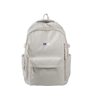 Japanese Style Corduroy Women's Large Capacity Casual Backpack Autumn Winter Versatile Zipper School Bag Polyester Middle High