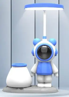 Lampada Da Scrivania E Comodino per Bambini, Astronauta, Con Portapenne E Proiez