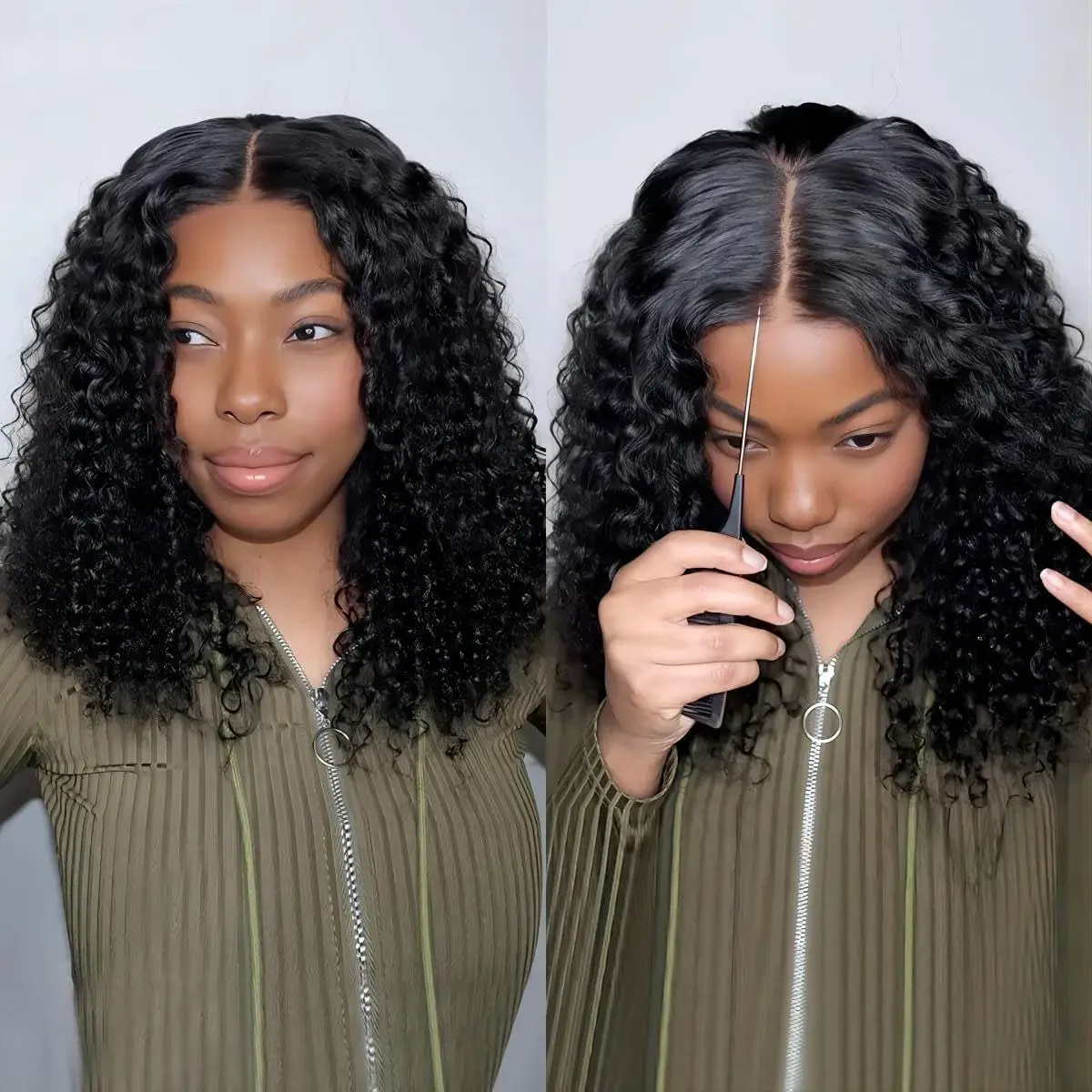 180% Short Bob Water Wave Lace Front Wig_voghion.com