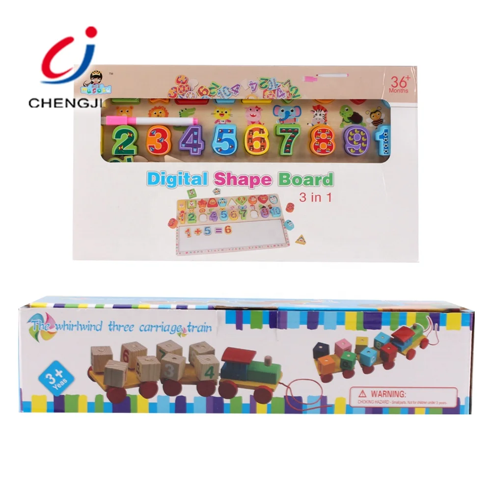 Baby Alphabet Education Block Sorting Stacking Shape Color Wooden Toy Set Train