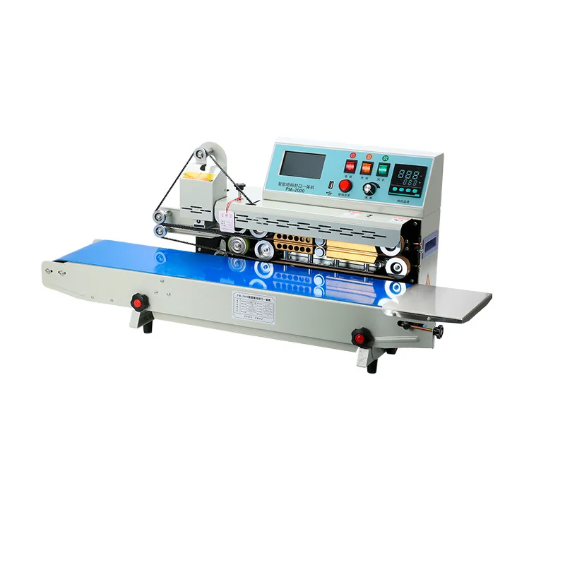 TEBAK SY-PM2000 Automatic Horizontal Plastic Film Sealing Machine Continuous Band Sealer With Stamping Code Sealing Machine