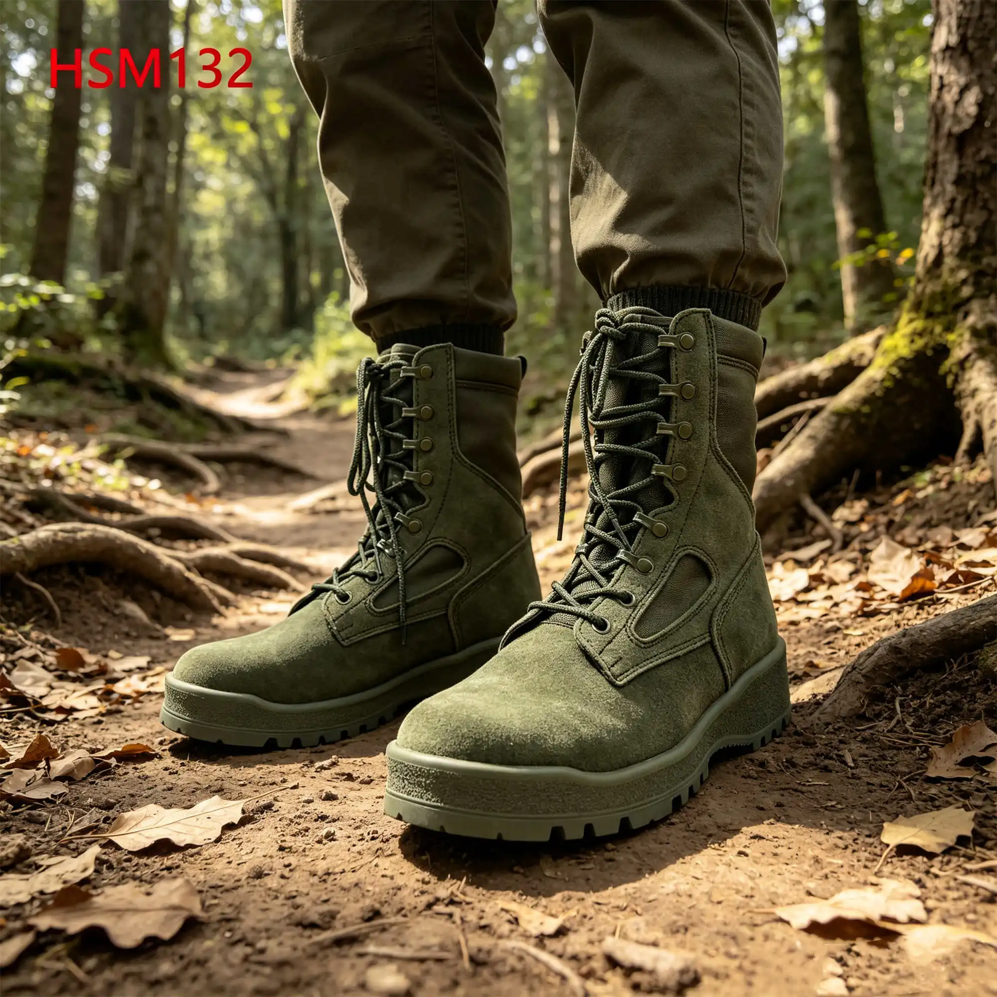 ZYF,Forest Logging Anti-rip Suede Leather Hua Singh Men Leather Boots Philippines Popular Easy Hidden Green Jungle Boots HSM132