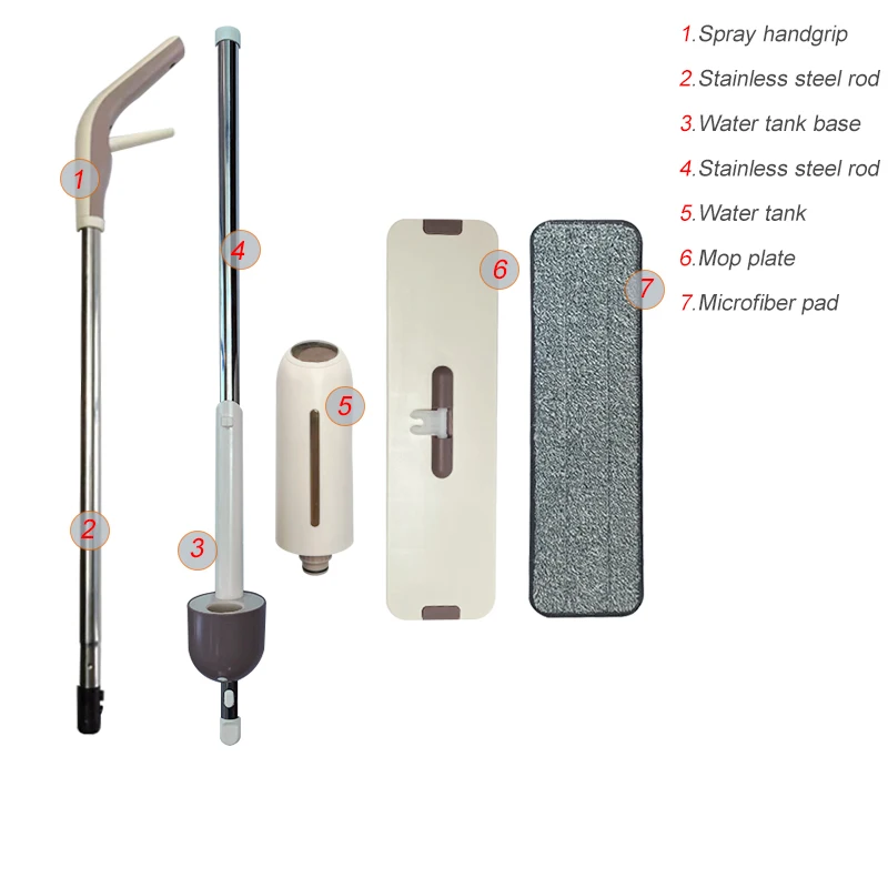 TOPOTO Unique 2-in-1 Microfiber Flat Mop Automatic Spray with Steel Pole for Floor Cleaning